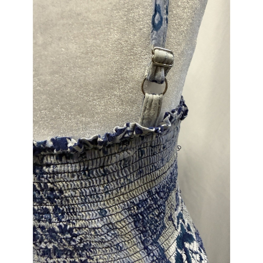Angie Floral Smocked Maxi Sun Dress Size S Resort Beach Coastal Blue Boho Vaca - Picture 8 of 11